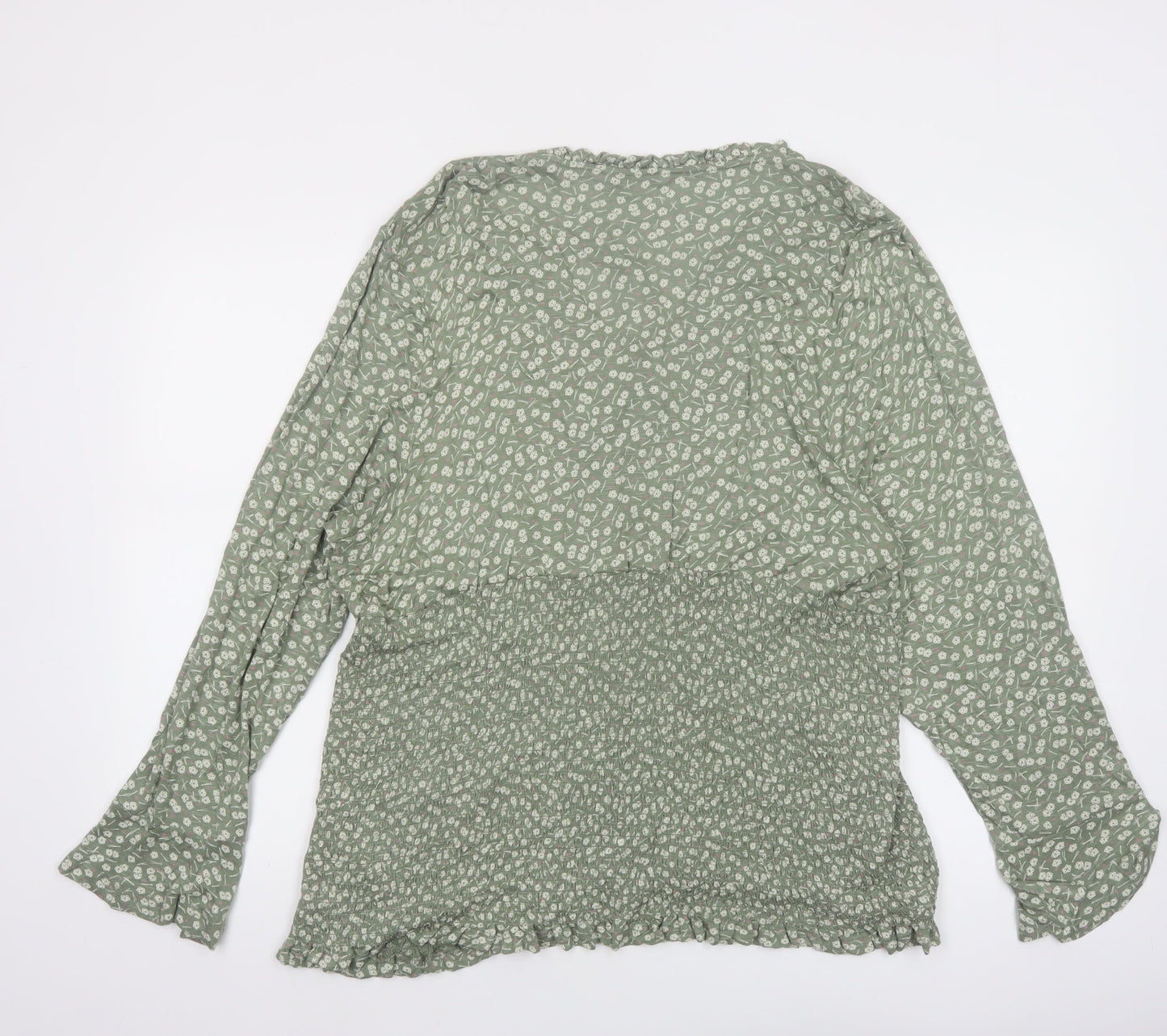 Next Womens Green Floral Viscose Tunic Blouse Size 24