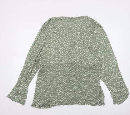Next Womens Green Floral Viscose Tunic Blouse Size 24