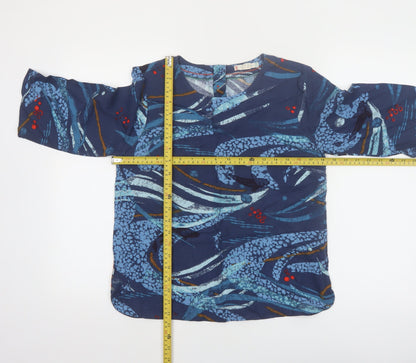 White Stuff Women’s Blue Art Print Tunic Blouse UK 8 3/4 Sleeve Rayon