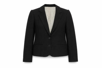 Oasis Women Black Pinstripe Suit Jacket Size 12 Classic Fit