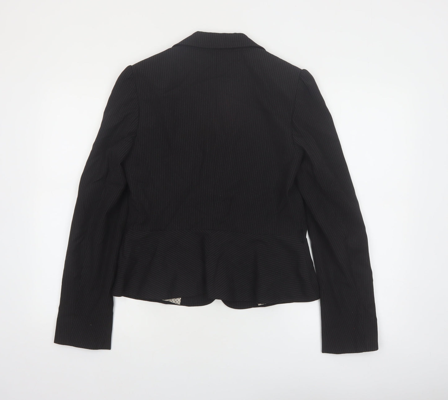 Oasis Women Black Pinstripe Suit Jacket Size 12 Classic Fit