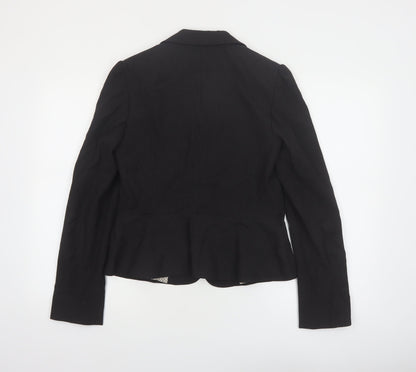 Oasis Women Black Pinstripe Suit Jacket Size 12 Classic Fit