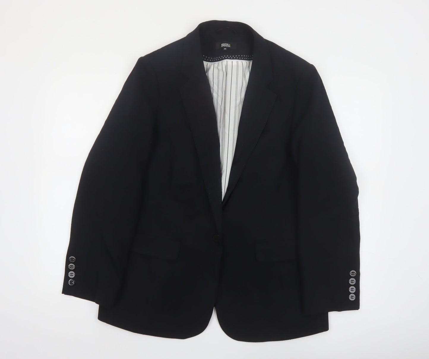 Marks & Spencer Women Black Size 20 Regular Fit Blazer Jacket