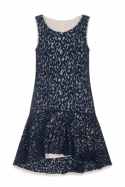 Maeve Womens Blue Lace Sleeveless Shift Dress XS