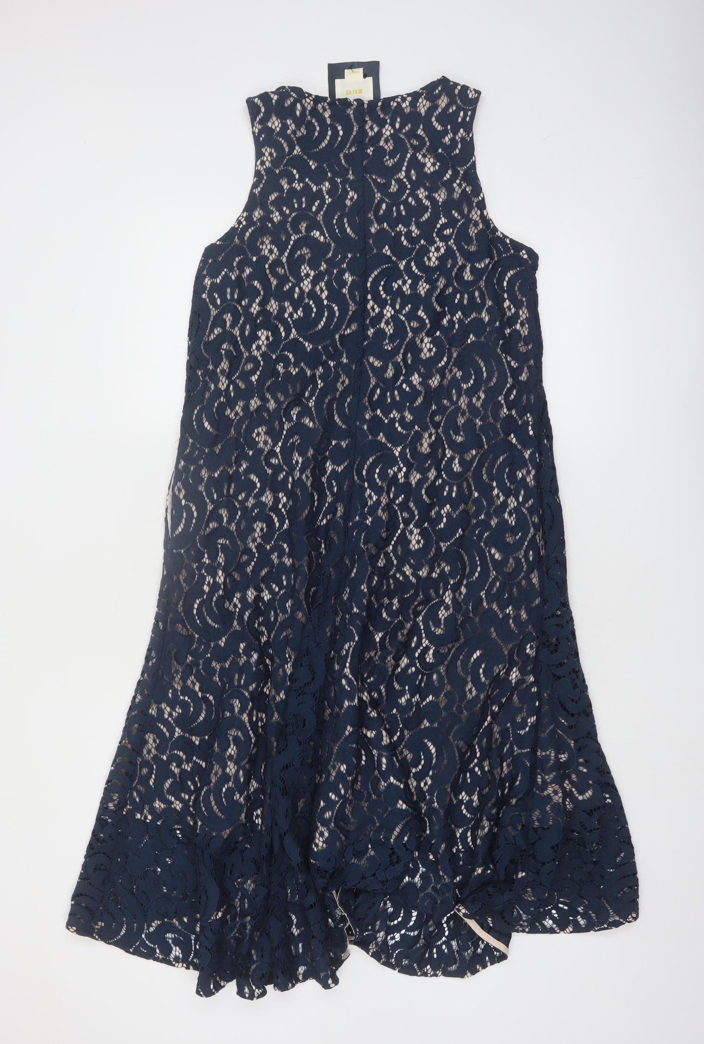 Maeve Womens Blue Lace Sleeveless Shift Dress XS