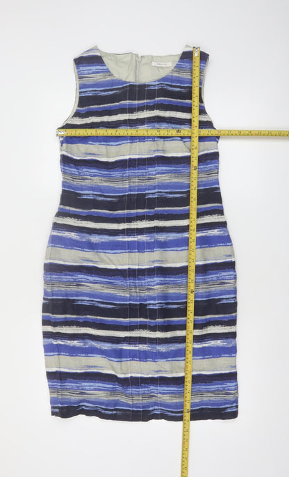 Precis Women Blue Striped Linen Sleeveless Sheath Dress Size 10