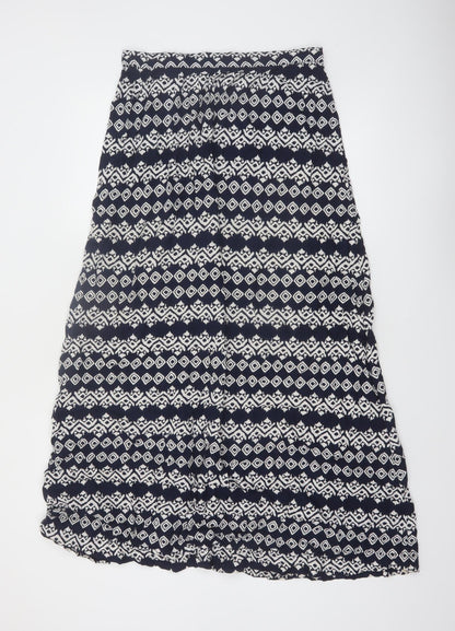 Fat Face Womens Blue Geometric A-Line Viscose Skirt Size 12