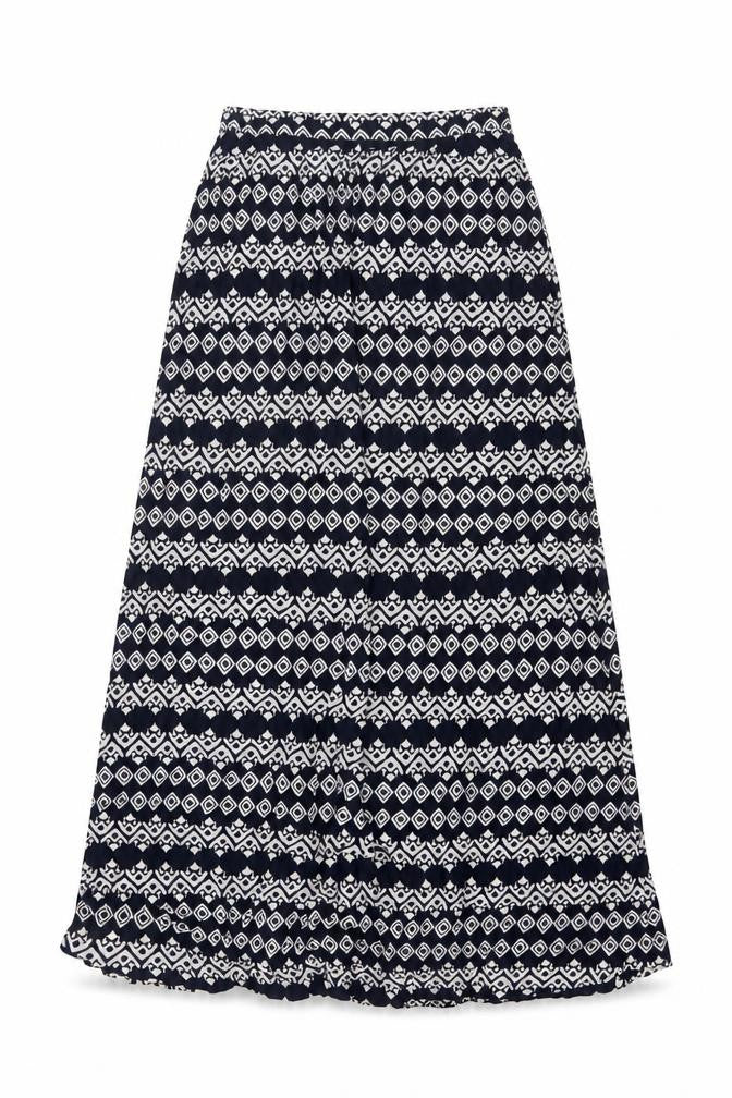 Fat Face Womens Blue Geometric A-Line Viscose Skirt Size 12