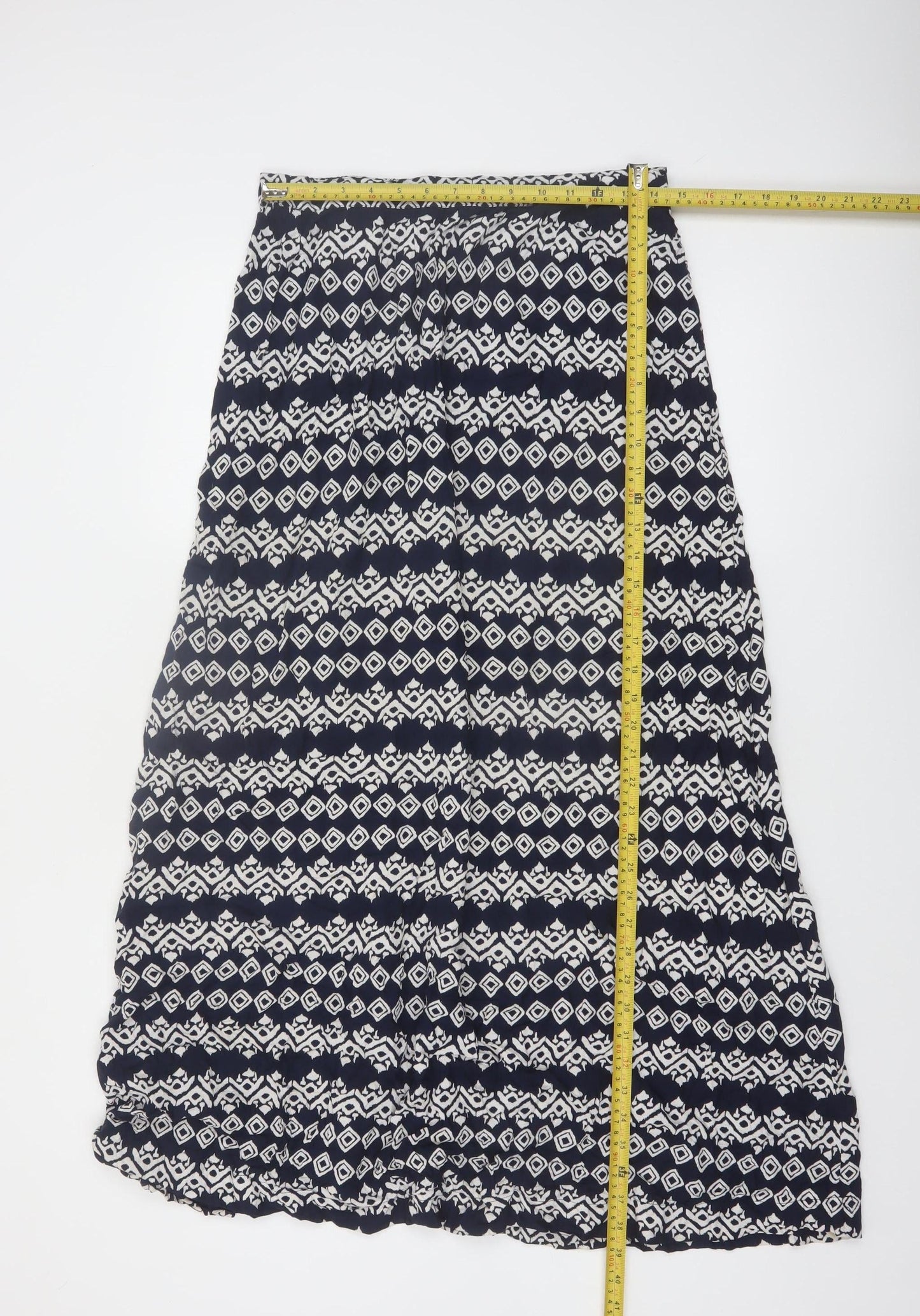 Fat Face Womens Blue Geometric A-Line Viscose Skirt Size 12
