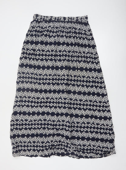 Fat Face Womens Blue Geometric A-Line Viscose Skirt Size 12
