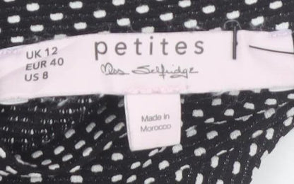 Miss Selfridge Petites Black Polka Dot Bodycon Dress UK 12