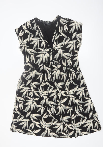 Next Women’s Black Floral Fit & Flare Viscose Dress Size 16