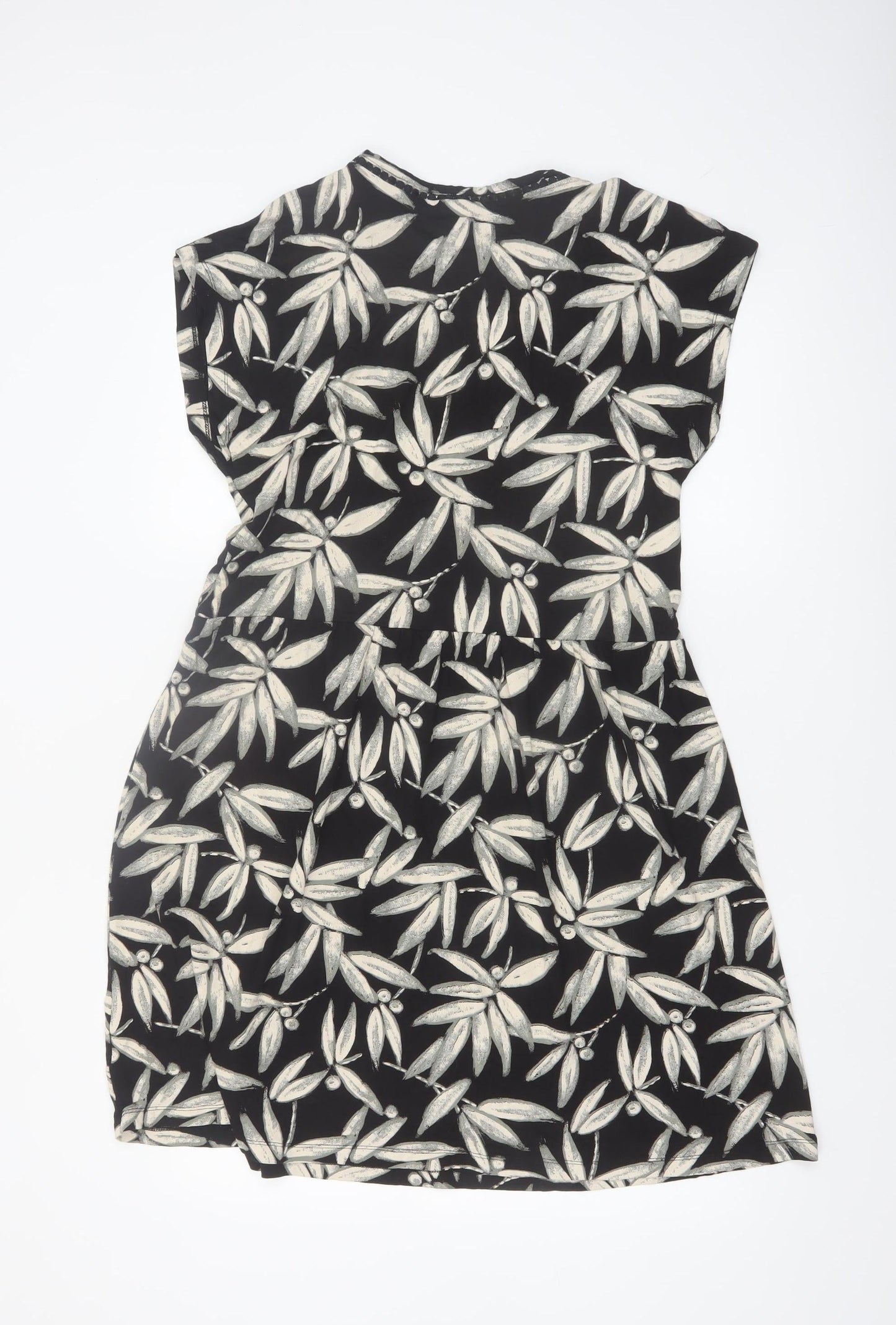 Next Women’s Black Floral Fit & Flare Viscose Dress Size 16