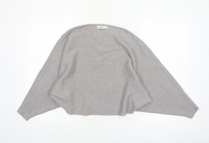 ZARA Women Grey Knit Boat Neck Relaxed Pullover Jumper L
