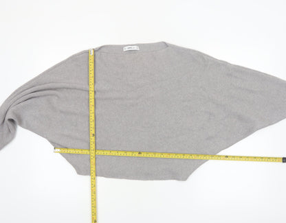 ZARA Women Grey Knit Boat Neck Relaxed Pullover Jumper L