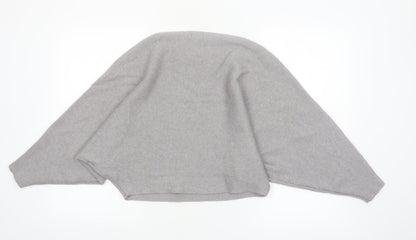 ZARA Women Grey Knit Boat Neck Relaxed Pullover Jumper L