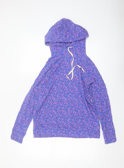 Stripe & Stare Womens Blue Floral Pullover Hoodie Medium Modal Blend