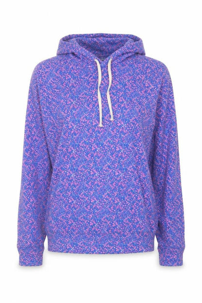 Stripe & Stare Womens Blue Floral Pullover Hoodie Medium Modal Blend