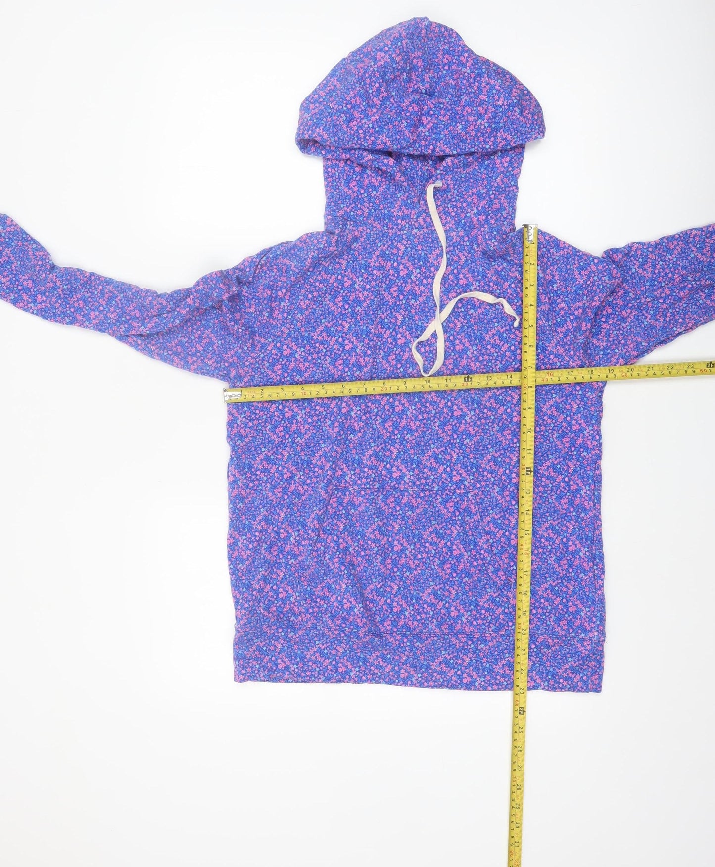 Stripe & Stare Womens Blue Floral Pullover Hoodie Medium Modal Blend