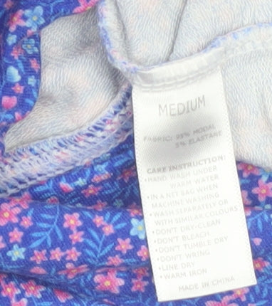 Stripe & Stare Womens Blue Floral Pullover Hoodie Medium Modal Blend