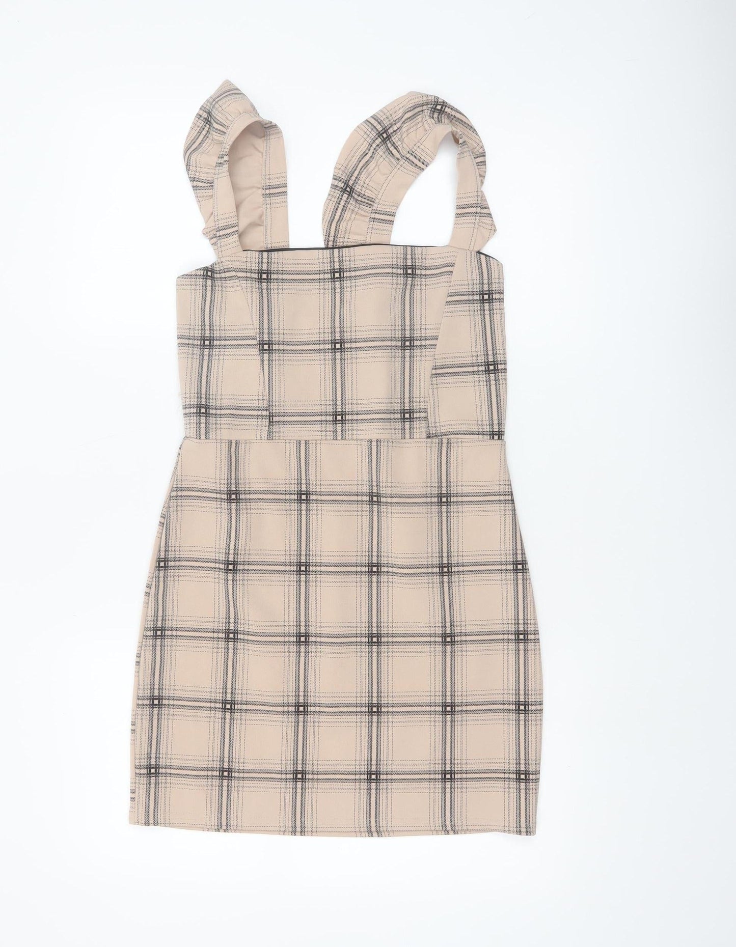 I Saw It First Women's Beige Check Pinafore Dress Size 10