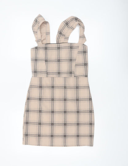 I Saw It First Women's Beige Check Pinafore Dress Size 10