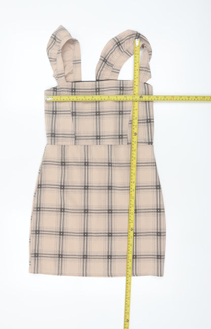 I Saw It First Women's Beige Check Pinafore Dress Size 10