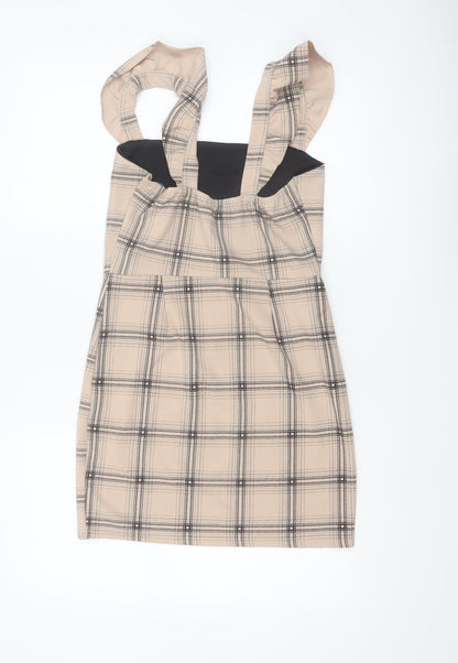 I Saw It First Women's Beige Check Pinafore Dress Size 10