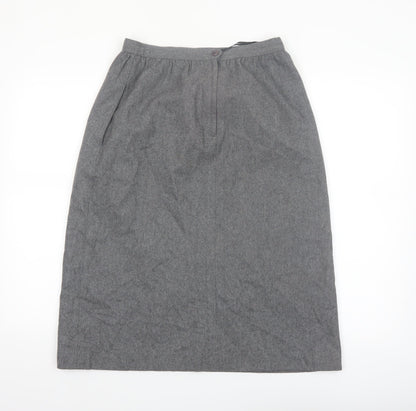 Vintage Sasson Womens Grey Wool Blend Midi Pencil Skirt Size 10