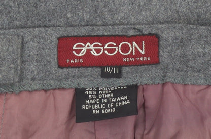 Vintage Sasson Womens Grey Wool Blend Midi Pencil Skirt Size 10