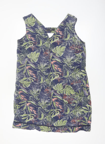 Next Women’s Multicoloured Linen Blend Tropical Shift Dress Size 16