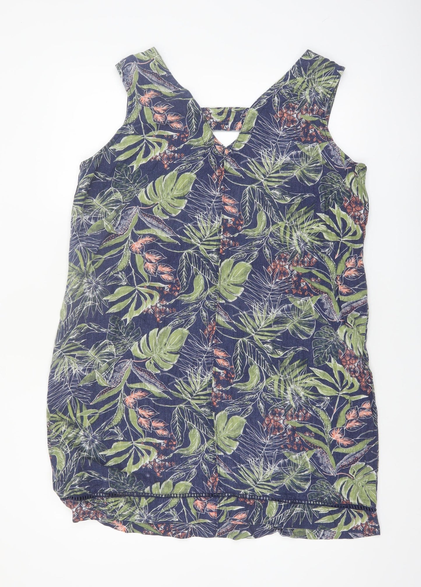 Next Women’s Multicoloured Linen Blend Tropical Shift Dress Size 16