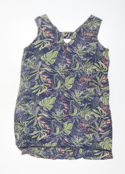 Next Women’s Multicoloured Linen Blend Tropical Shift Dress Size 16