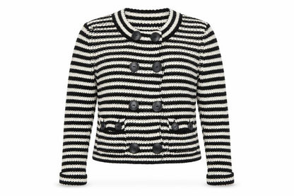Talbots Women’s Black & White Petite Cardigan Cotton Knit Size S