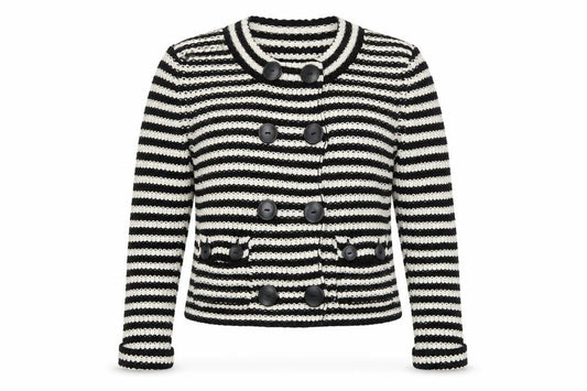 Talbots Women’s Black & White Petite Cardigan Cotton Knit Size S