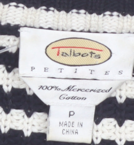 Talbots Women’s Black & White Petite Cardigan Cotton Knit Size S