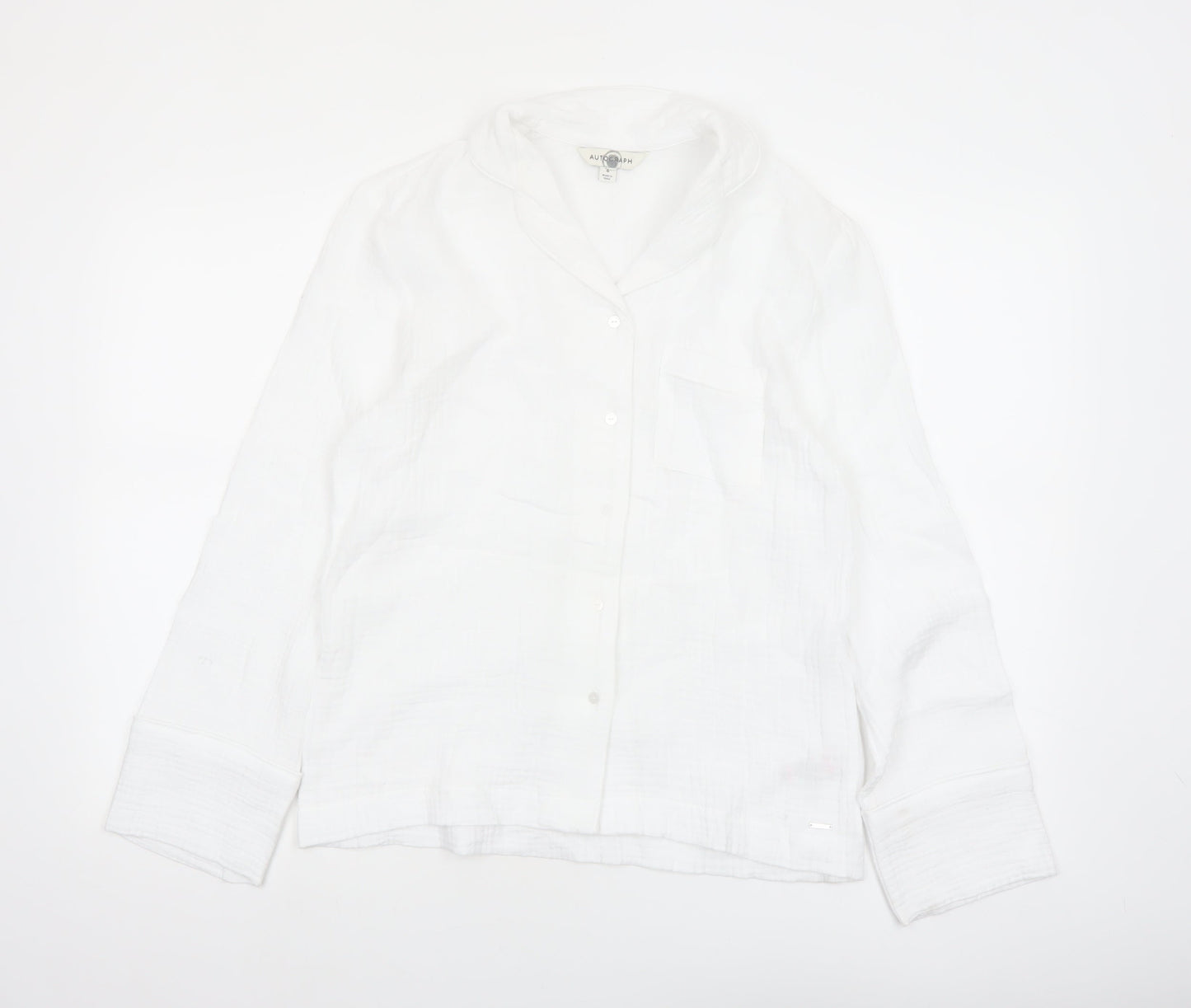 Marks and Spencer Autograph Women’s White Cotton Pyjama Shirt Size 6