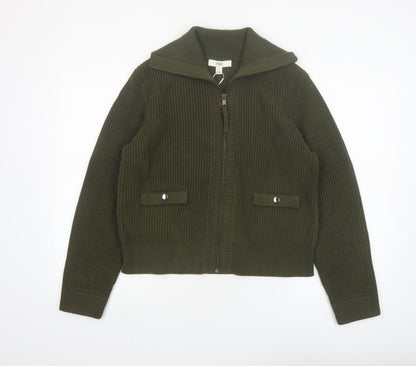 Marks and Spencer Women Green Full Zip Knit Jumper M
