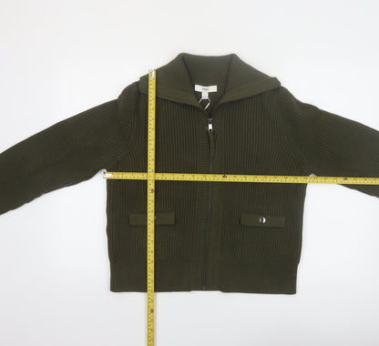 Marks and Spencer Women Green Full Zip Knit Jumper M