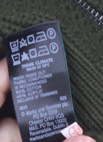 Marks and Spencer Women Green Full Zip Knit Jumper M