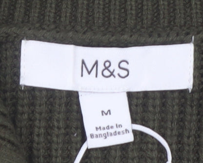 Marks and Spencer Women Green Full Zip Knit Jumper M