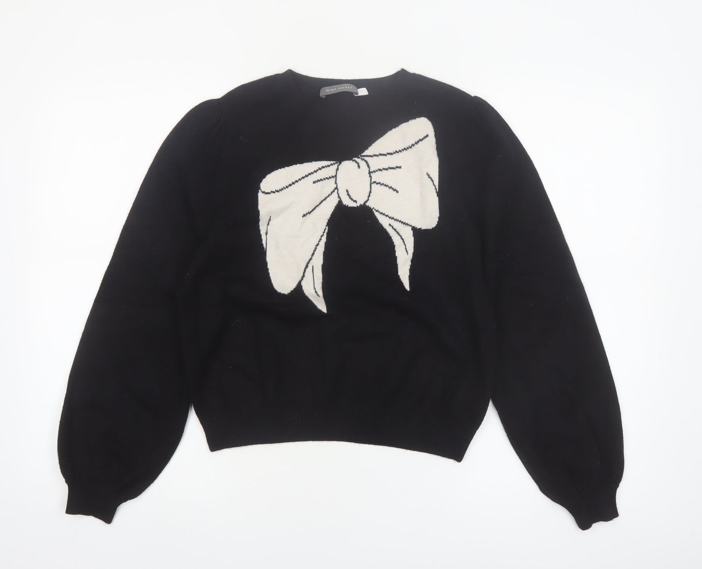 Mint Velvet Women's Black Bow Pullover Jumper Size M