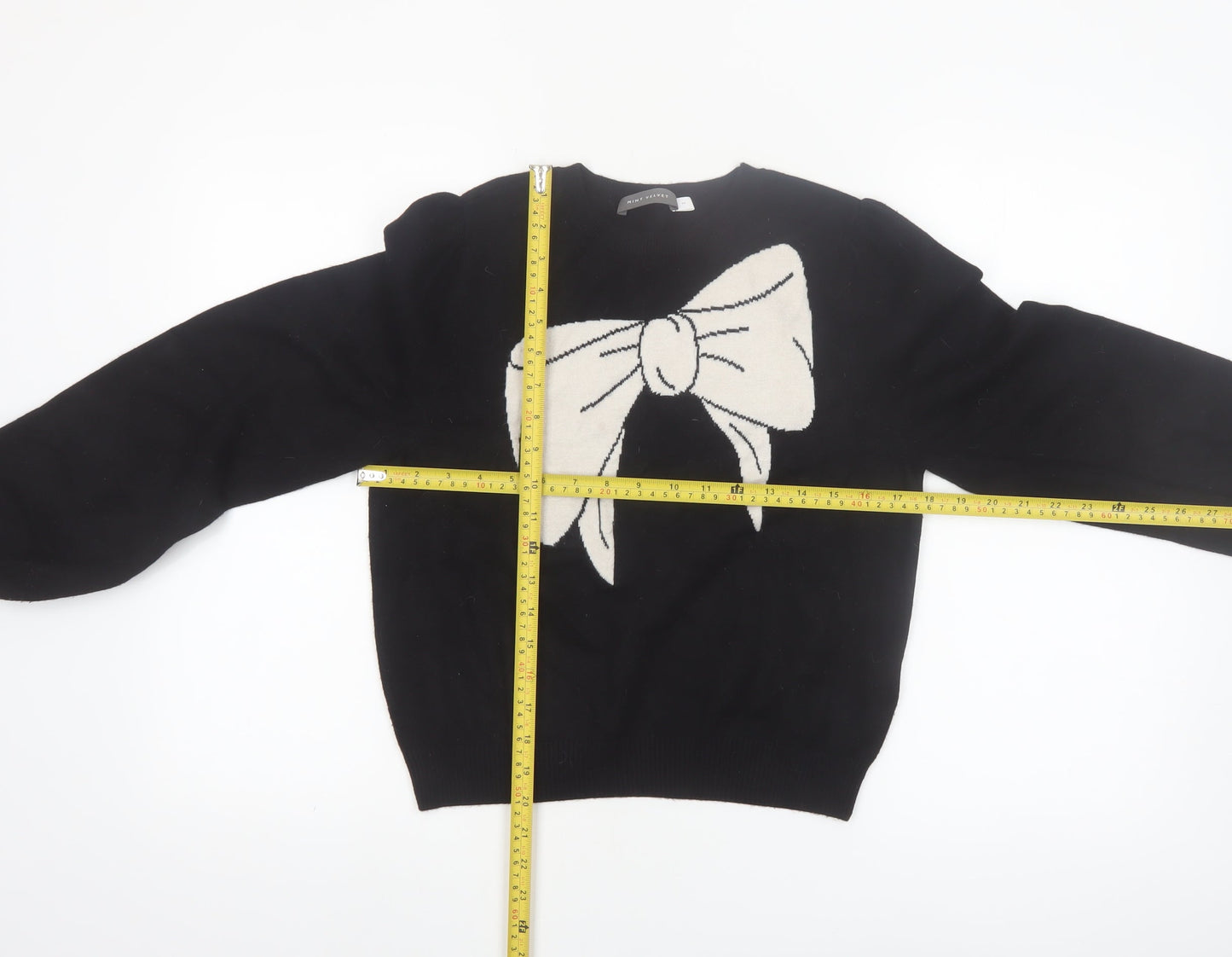 Mint Velvet Women's Black Bow Pullover Jumper Size M