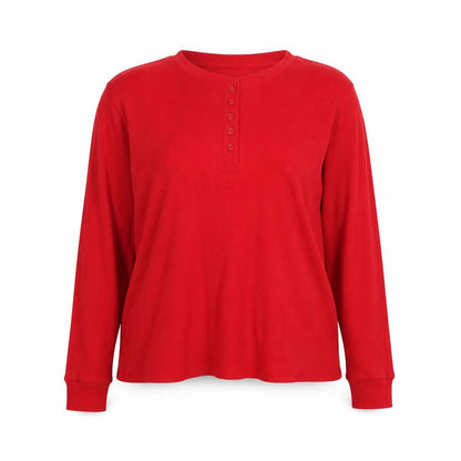 Marks & Spencer Women Red Long Sleeve Henley Pyjama Top Size 18