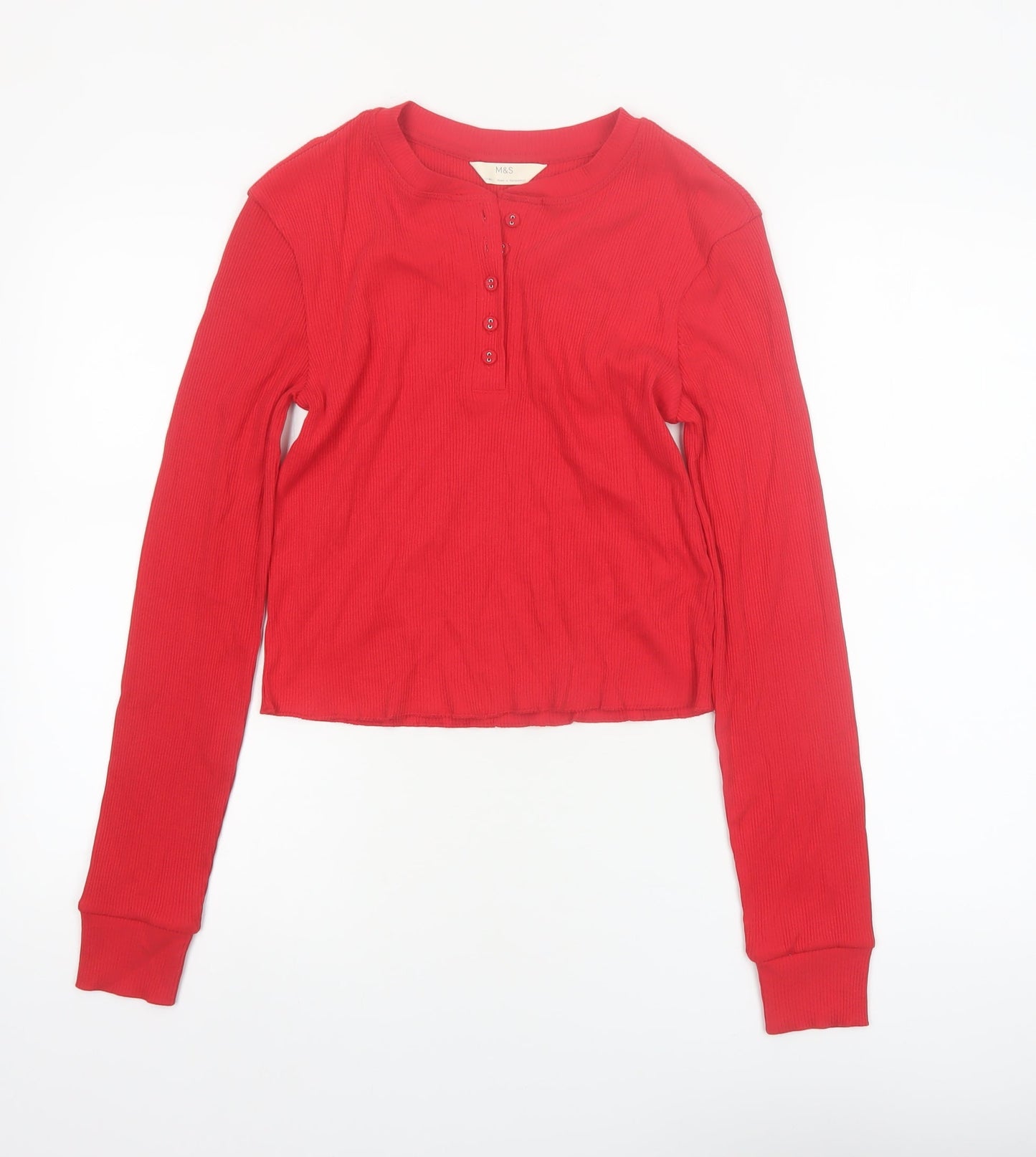 Marks and Spencer Womens Red Long Sleeve Henley Nightshirt Size 14