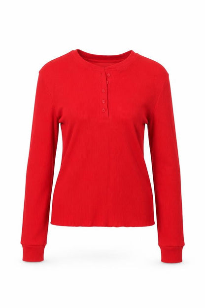 Marks & Spencer Womens Red Long Sleeve Henley Nightshirt Size 14