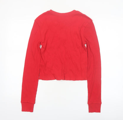 Marks and Spencer Womens Red Long Sleeve Henley Nightshirt Size 14