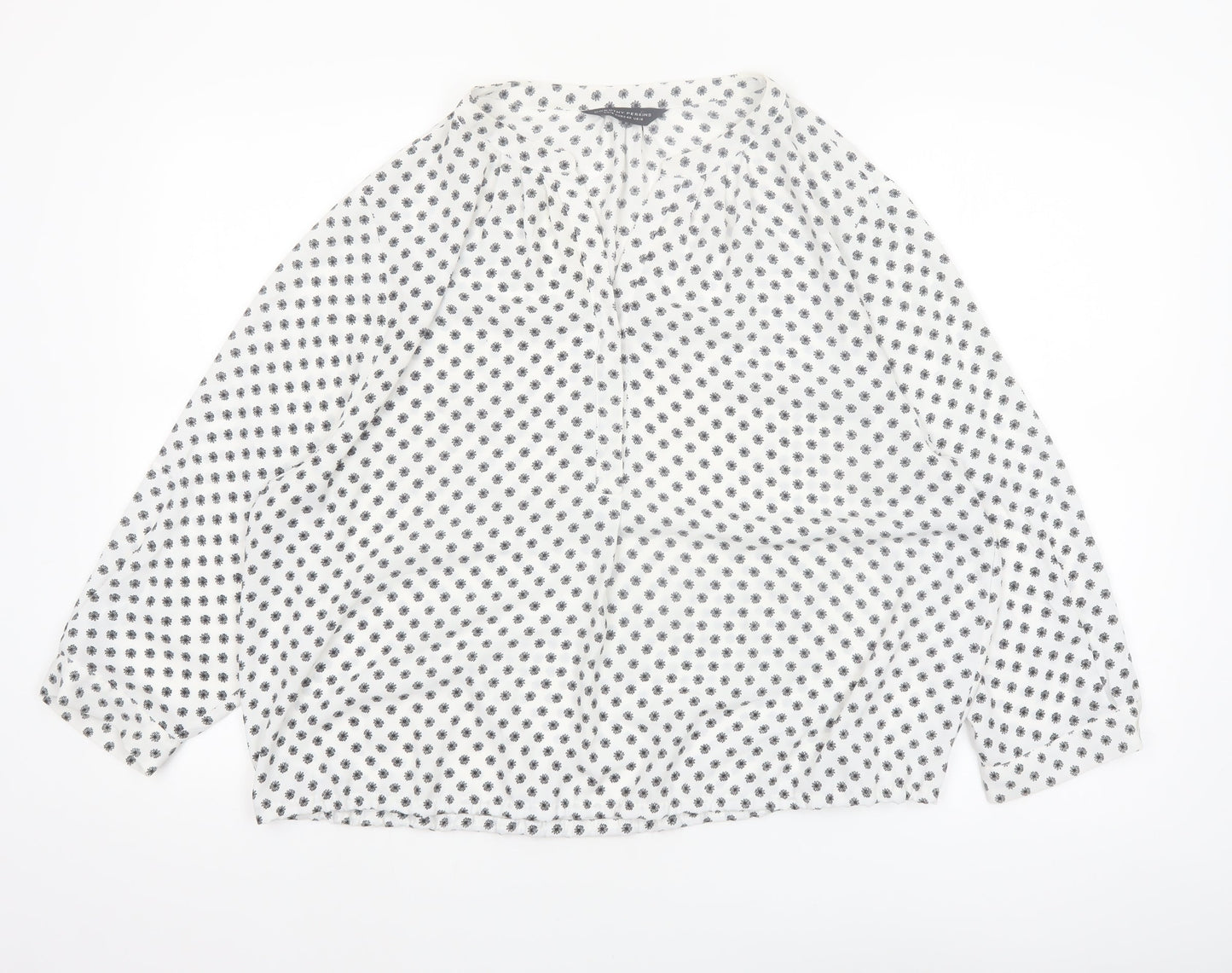 Dorothy Perkins Women's White Floral Blouse UK 18 3/4 Sleeve Tunic Top