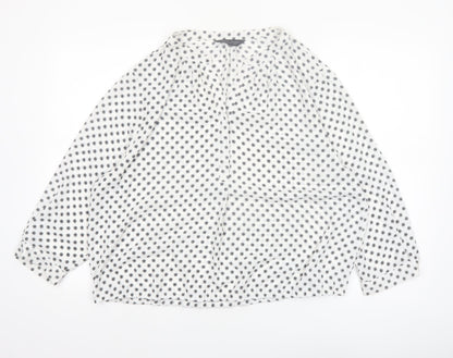 Dorothy Perkins Women's White Floral Blouse UK 18 3/4 Sleeve Tunic Top
