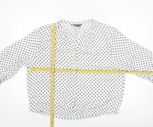 Dorothy Perkins Women's White Floral Blouse UK 18 3/4 Sleeve Tunic Top